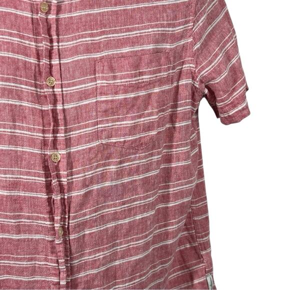 Ben Sherman Pink Striped Casual Button-Down Shirt Linen Blend Size Large - Picture 5 of 12